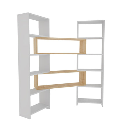 könyvespolc Poyraz - White, Oak-VASBÚTOR