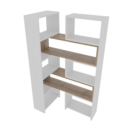 könyvespolc Poyraz - White, Walnut-VASBÚTOR