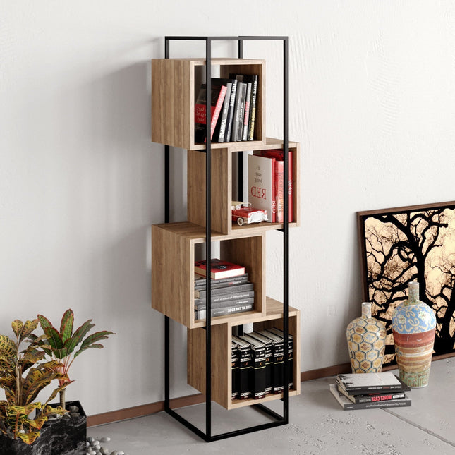 könyvespolc Prada - Walnut, Black-VASBÚTOR