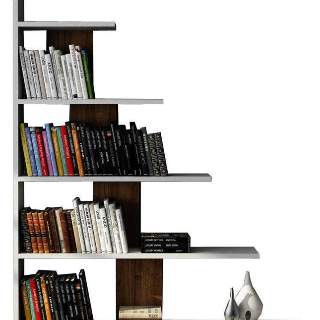 könyvespolc Reward - White, Walnut-VASBÚTOR