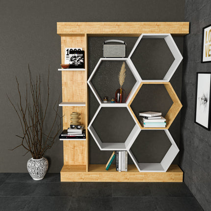 könyvespolc Sueno - White, Oak-VASBÚTOR
