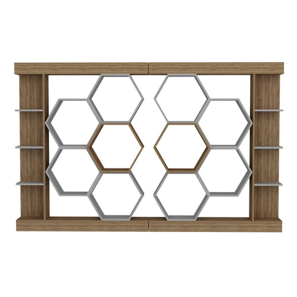 könyvespolc Sueno - White, Walnut-VASBÚTOR