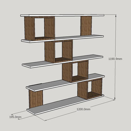 könyvespolc Wind - White, Walnut-VASBÚTOR